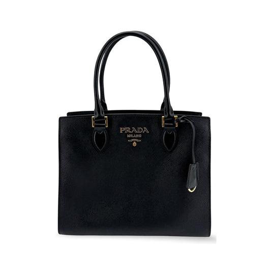 Prada saffiano tote Leather, Black, Leather, Tote Bag