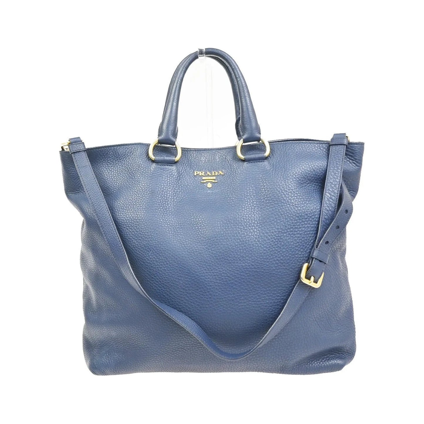 Prada Shopping Tote Vitello Daino, Navy, Leather, Tote Bag