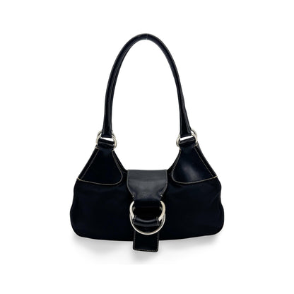 Prada Shoulder Bag Leather, Black, Nylon, Shoulder Bag