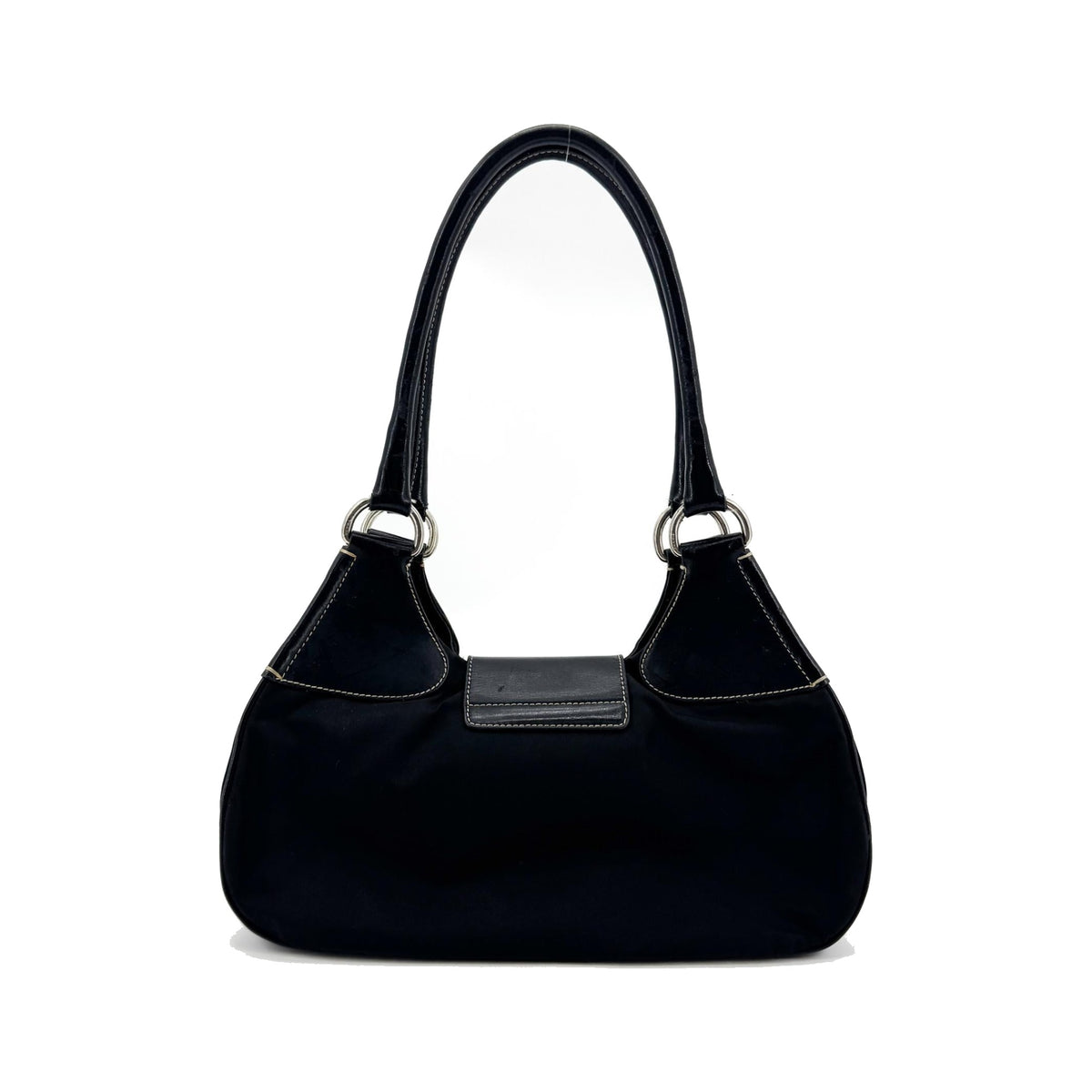 Prada Shoulder Bag Leather, Black, Nylon, Shoulder Bag