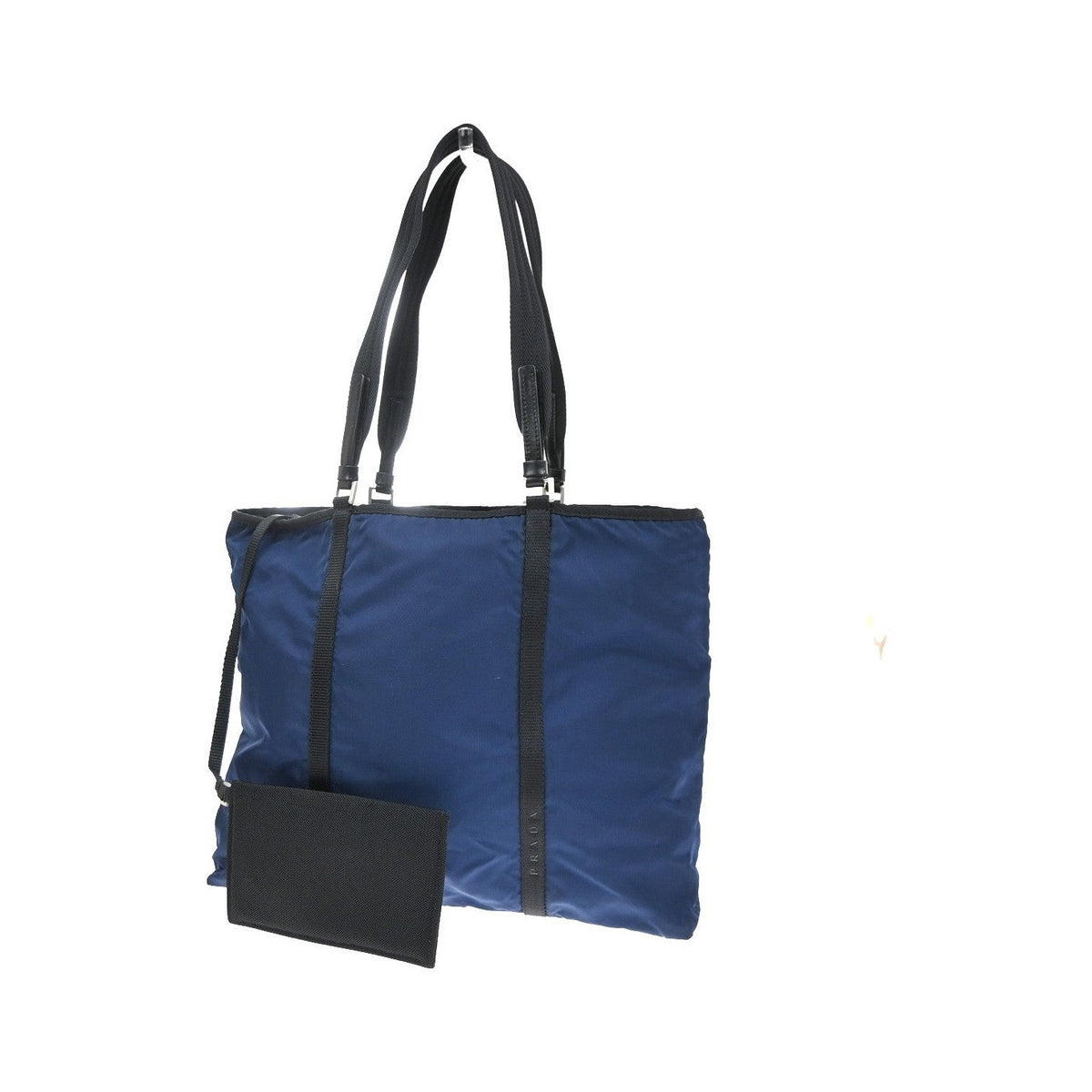 Prada Shoulder Canvas and Leather, Blue, Nylon, Shoulder Bag