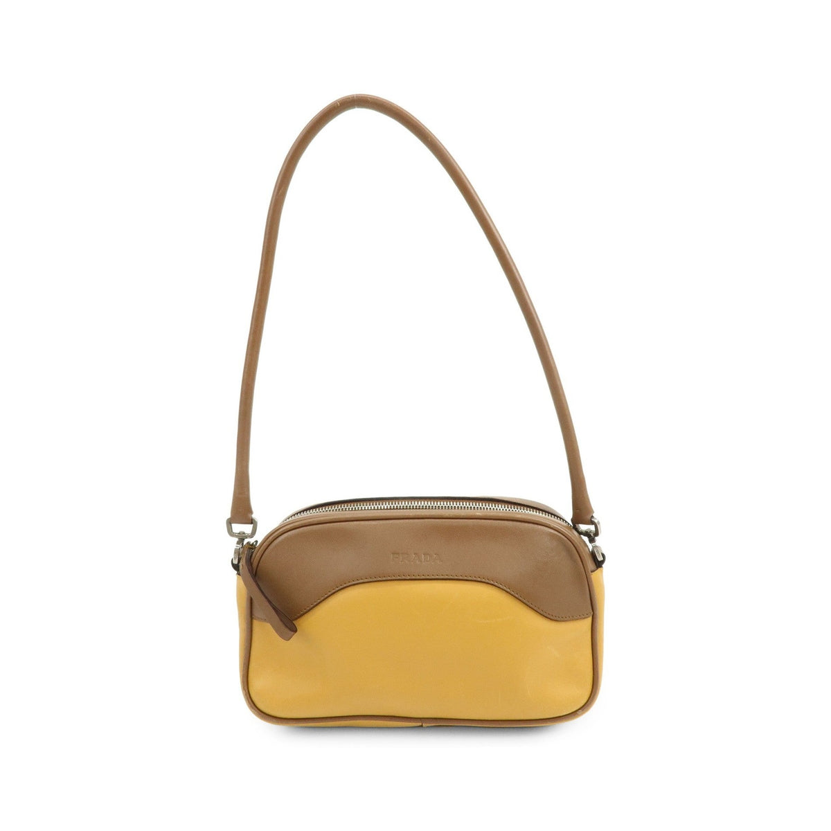 Prada Shoulder Leather, Yellow, Leather, Shoulder Bag