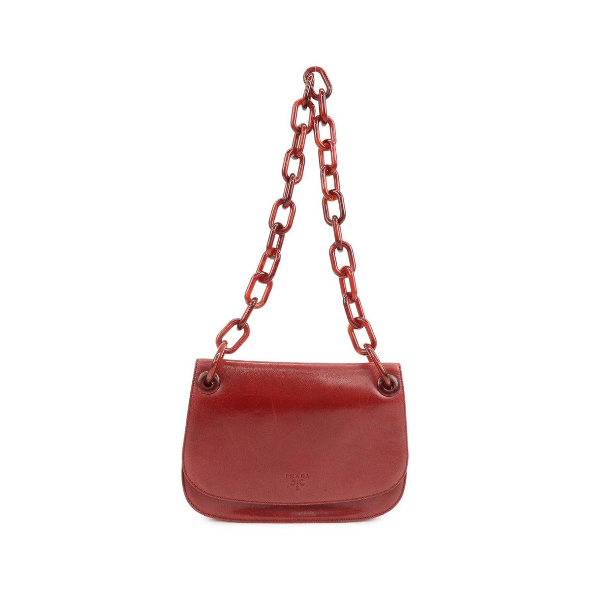 Prada Shoulder Leather, Red, Leather, Shoulder Bag