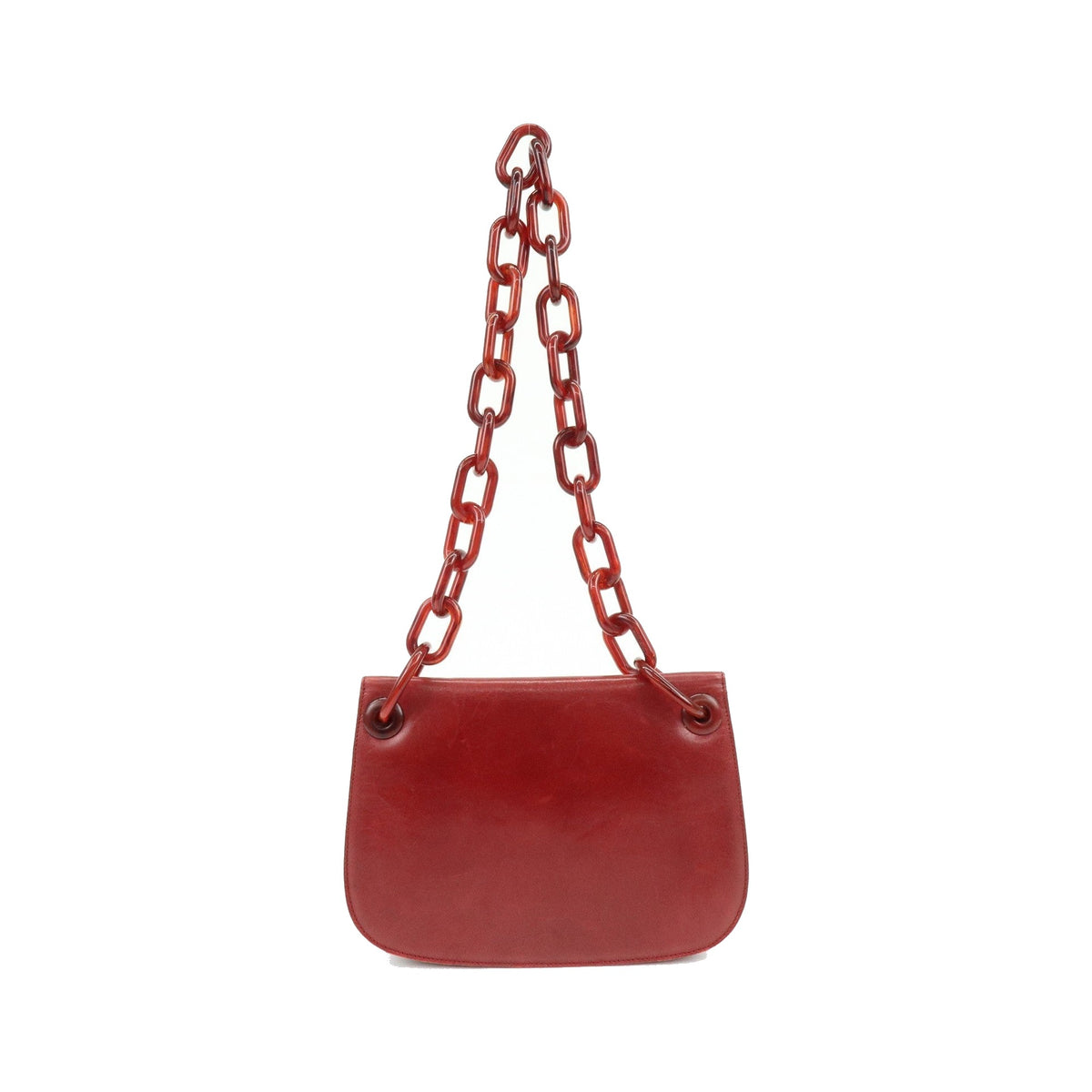 Prada Shoulder Leather, Red, Leather, Shoulder Bag