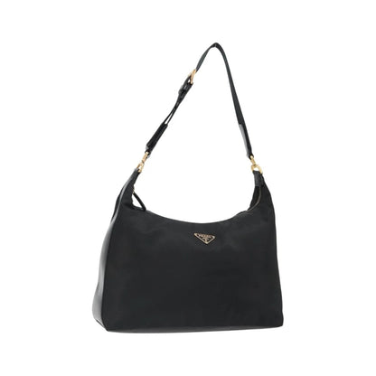 Prada Shoulder Python, Black, Nylon, Shoulder Bag
