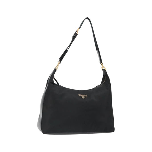 Prada Shoulder Python, Black, Nylon, Shoulder Bag