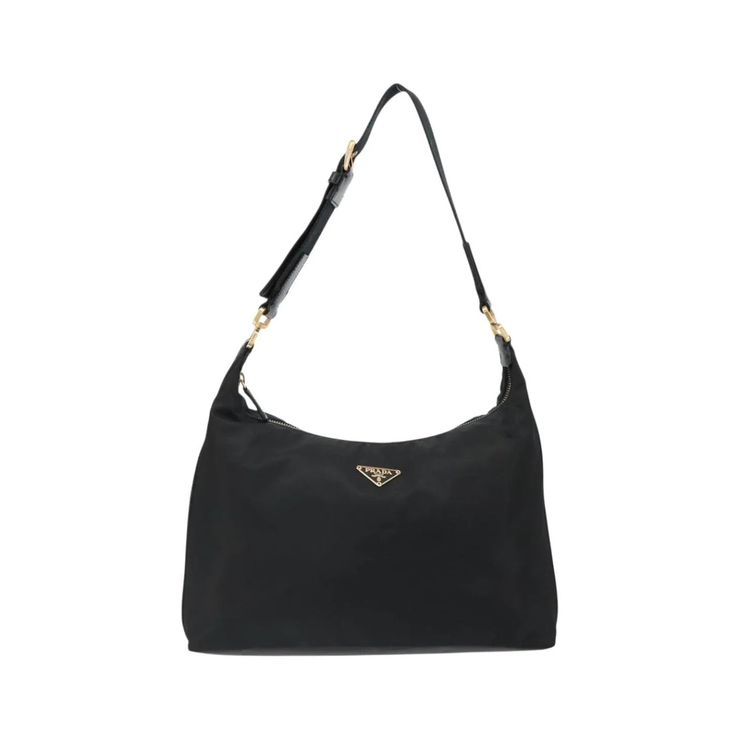 Prada Shoulder Python, Black, Nylon, Shoulder Bag