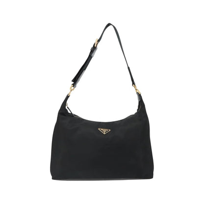 Prada Shoulder Python, Black, Nylon, Shoulder Bag
