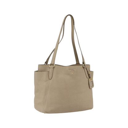 Prada Side Pocket Convertible Vitello Daino, Beige, Leather, Tote Bag