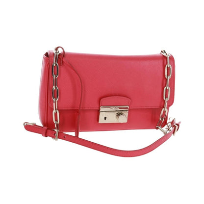 Prada Sound Chain Saffiano Leather, Red, Leather, Shoulder Bag