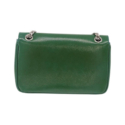 Prada Sound Chain Saffiano Leather, Green, Leather, Shoulder Bag