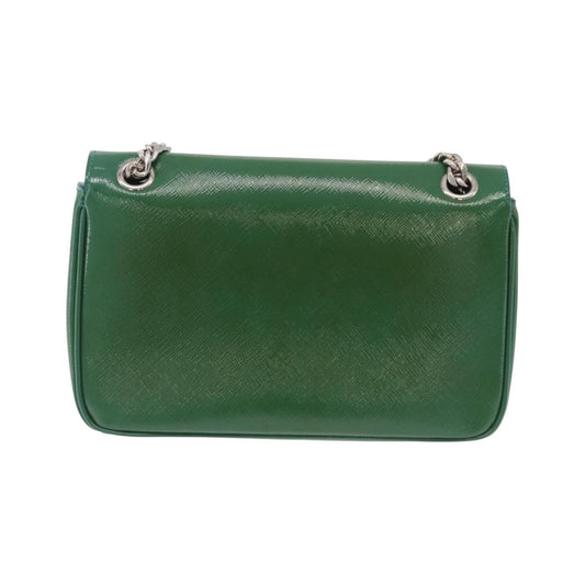 Prada Sound Chain Saffiano Leather, Green, Leather, Shoulder Bag