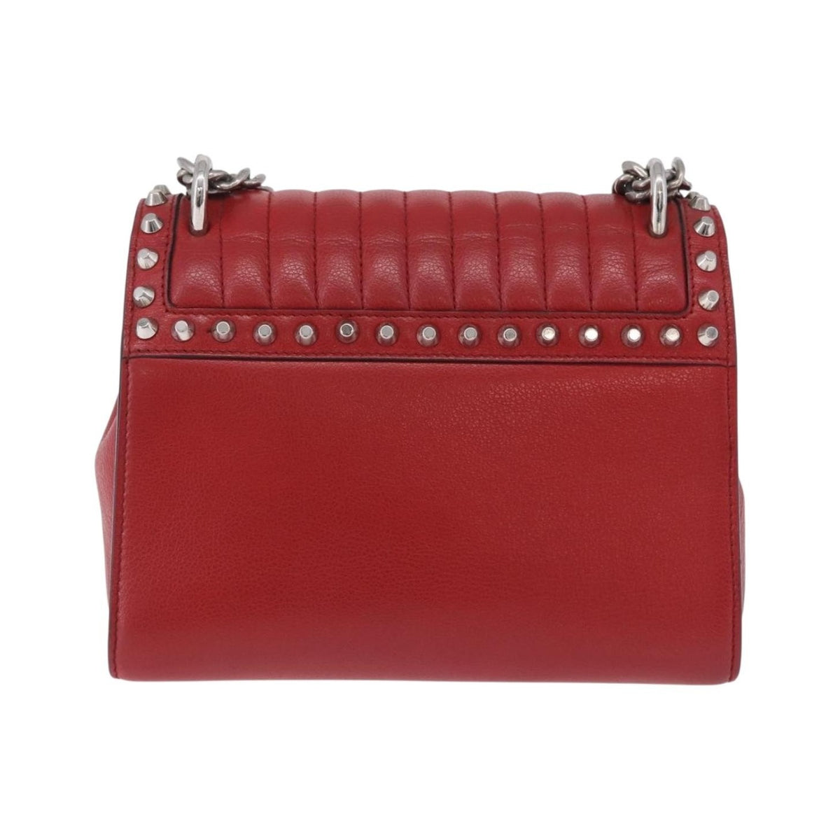 Prada Sound Studded Quilted Leather, Red, Leather, Handbag