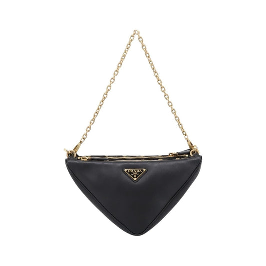 Prada Symbole Triangle Jacquard, Beige, Canvas, Handbag