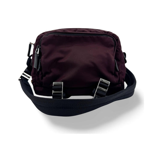 Prada Technical Zip Tessuto, Burgundy, Nylon, Crossbody Bag