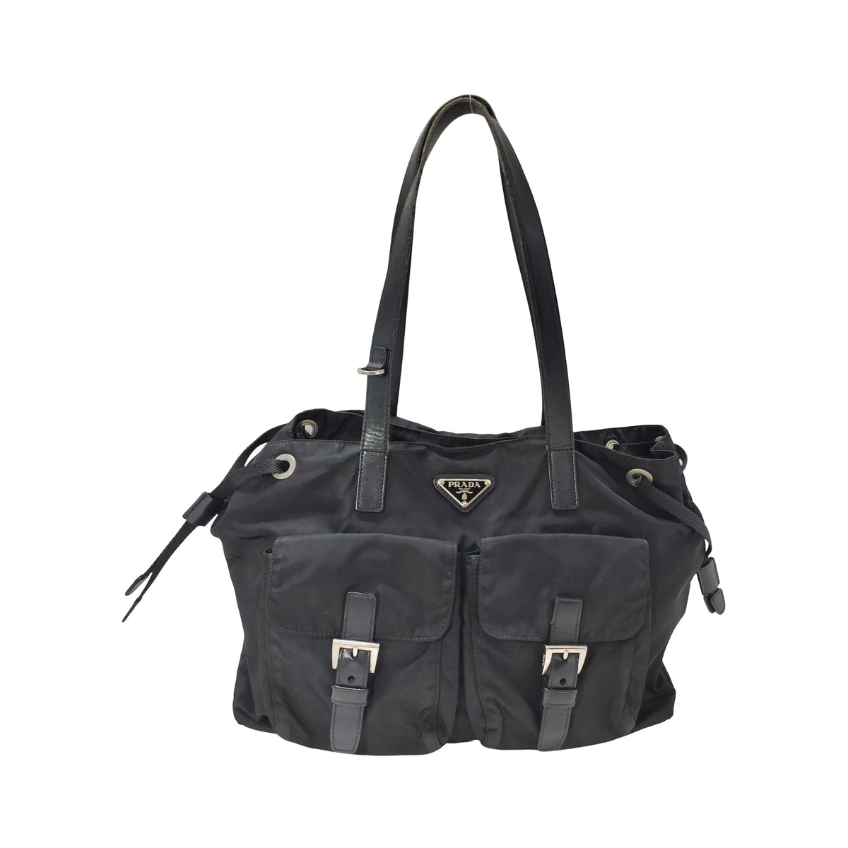 Prada Tessuto Pocket Tote Nylon, Black, Nylon, Tote Bag