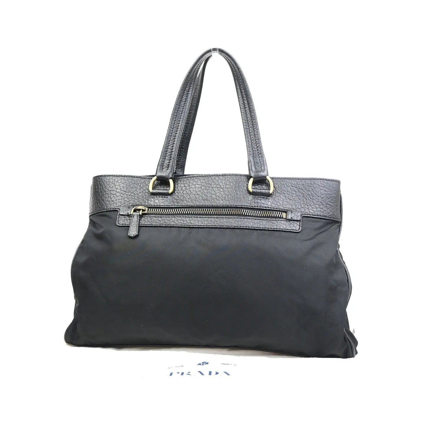 Prada Tessuto Tote nylon and leather, Black, Nylon, Handbag