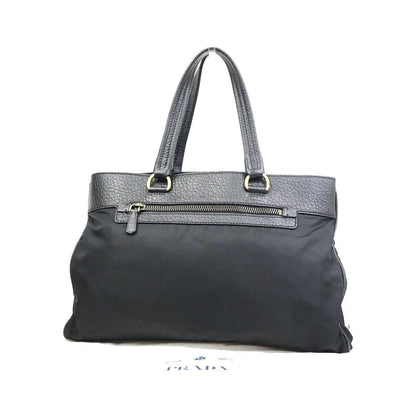 Prada Tessuto Tote nylon and leather, Black, Nylon, Handbag