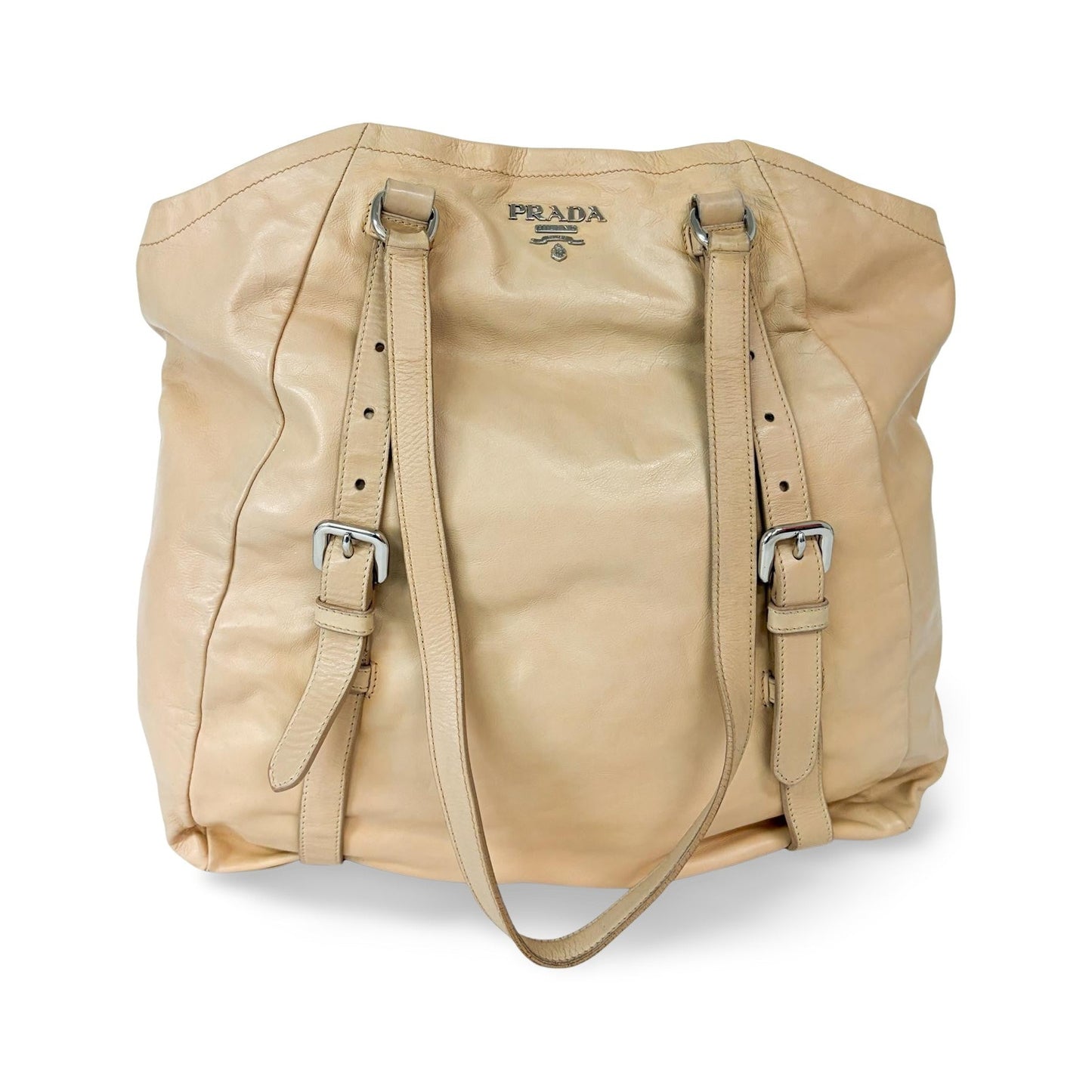 Prada Tote Vitello Daino Vitello Daino, Beige, Calfskin, Tote Bag