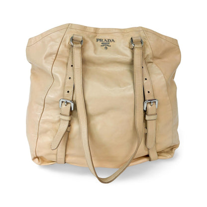Prada Tote Vitello Daino Vitello Daino, Beige, Calfskin, Tote Bag