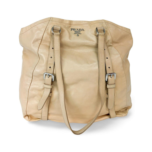 Prada Tote Vitello Daino Vitello Daino, Beige, Calfskin, Tote Bag