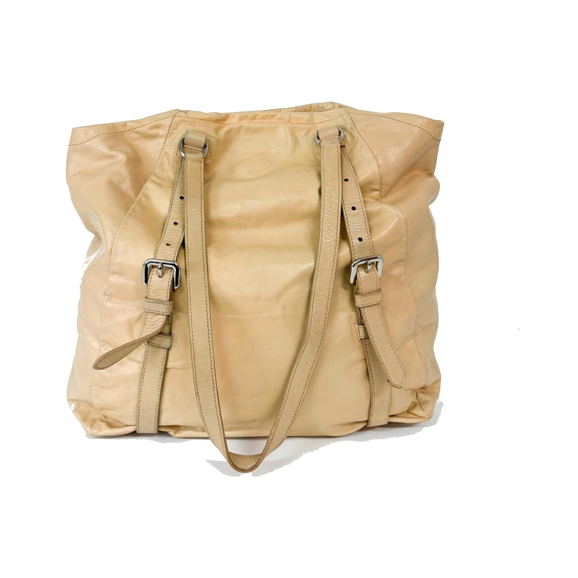 Prada Tote Vitello Daino Vitello Daino, Beige, Calfskin, Tote Bag