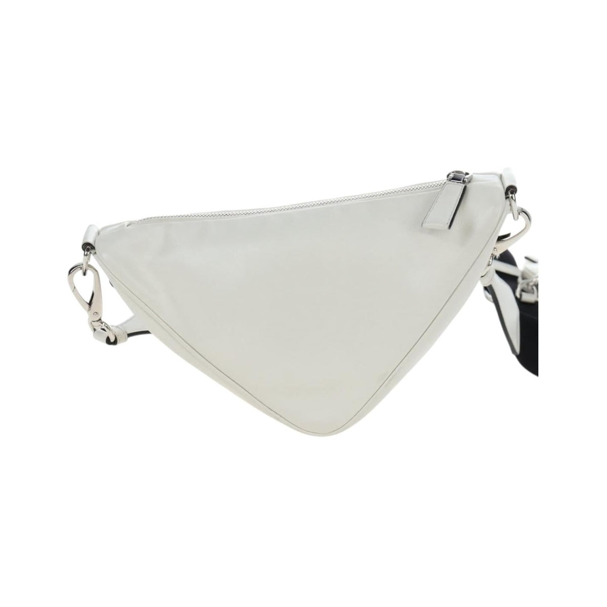 Prada Triangle Logo Wristlet Embossed Leather, White, Leather, Clutch