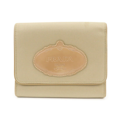 Prada Trifold Compact Saffiano Leather, Beige, Nylon, Wallet