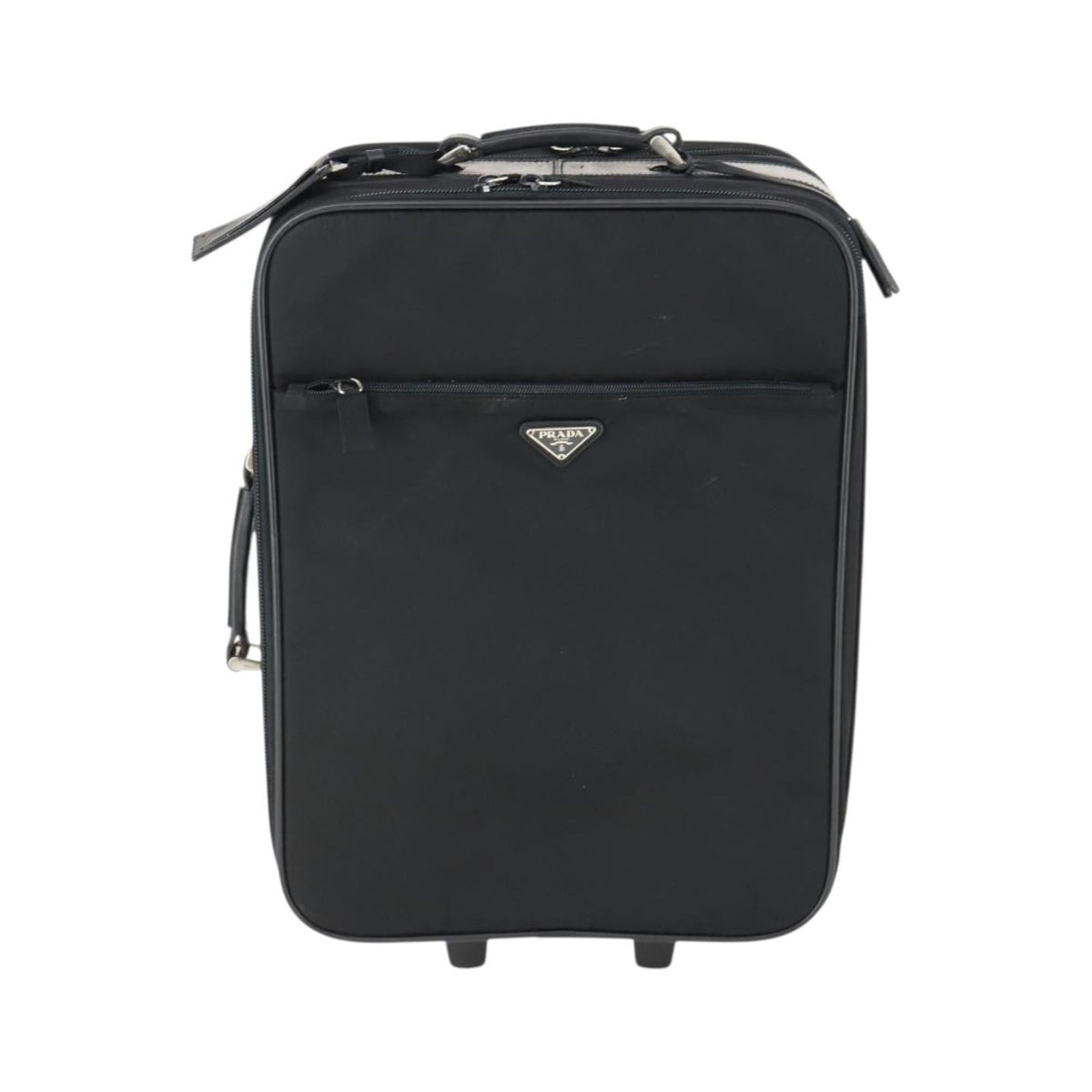 Prada Trolley Rolling Luggage Tessuto and Saffiano Leather, Black, Nylon, Travel Bag