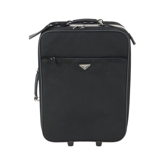 Prada Trolley Rolling Luggage Tessuto and Saffiano Leather, Black, Nylon, Travel Bag