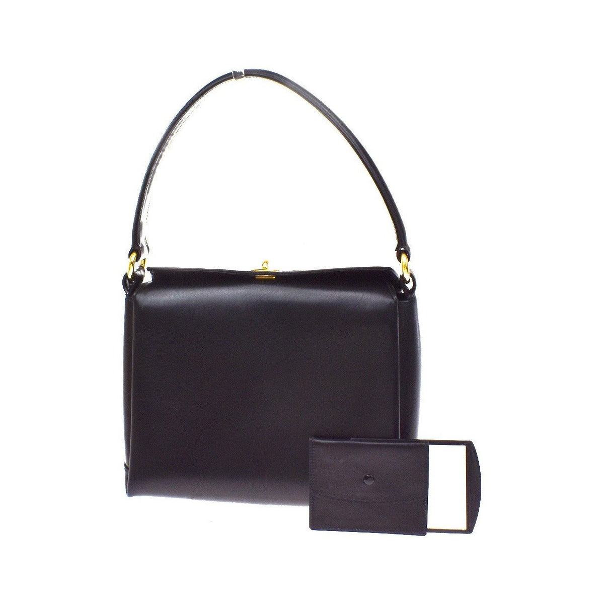 Prada Turnlock Convertible City Calf, Black, Leather, Shoulder Bag