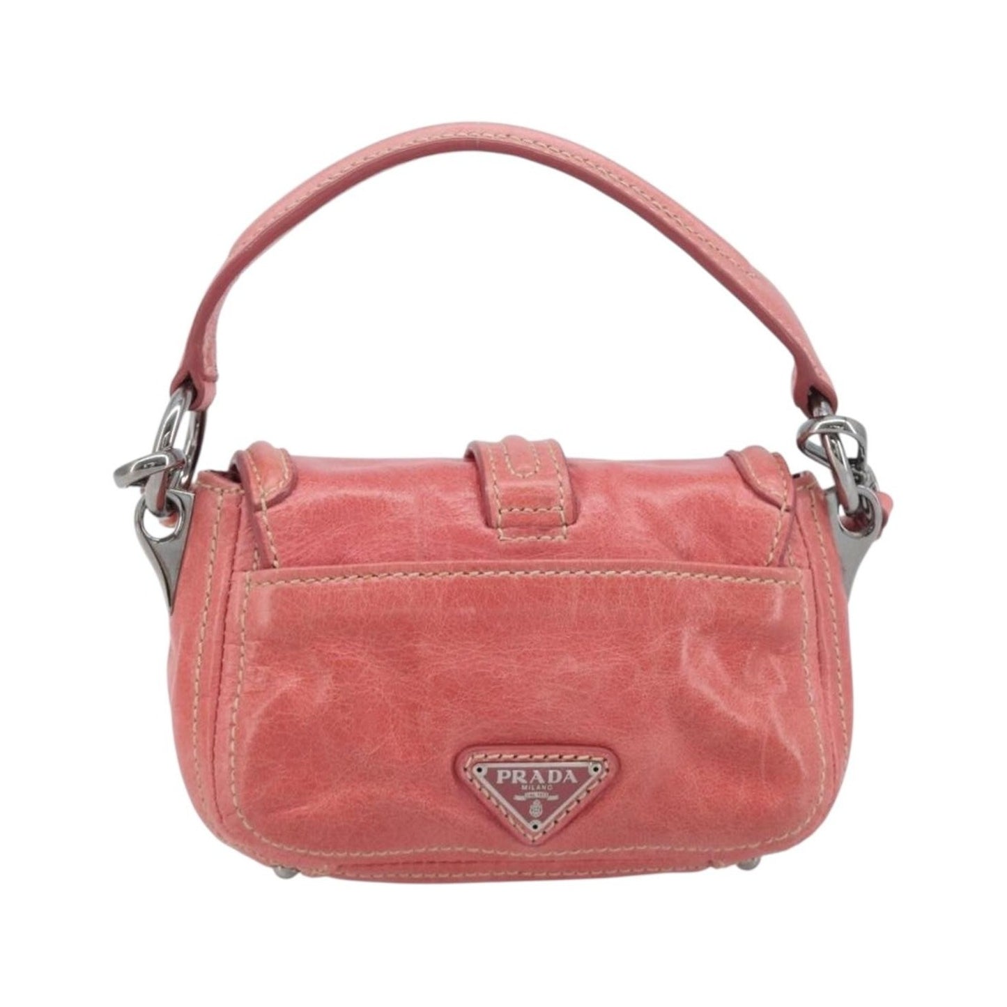 Prada Turnlock Flap Soft Calf, Pink, Leather, Shoulder Bag