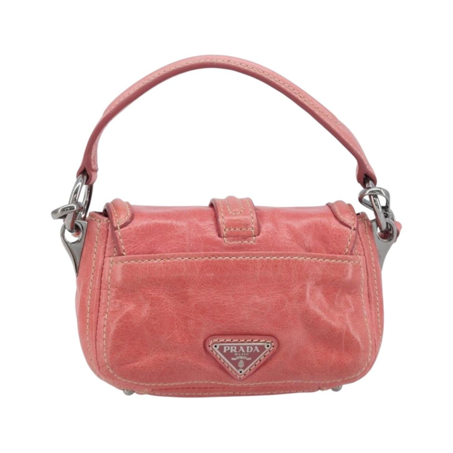 Prada Turnlock Flap Soft Calf, Pink, Leather, Shoulder Bag