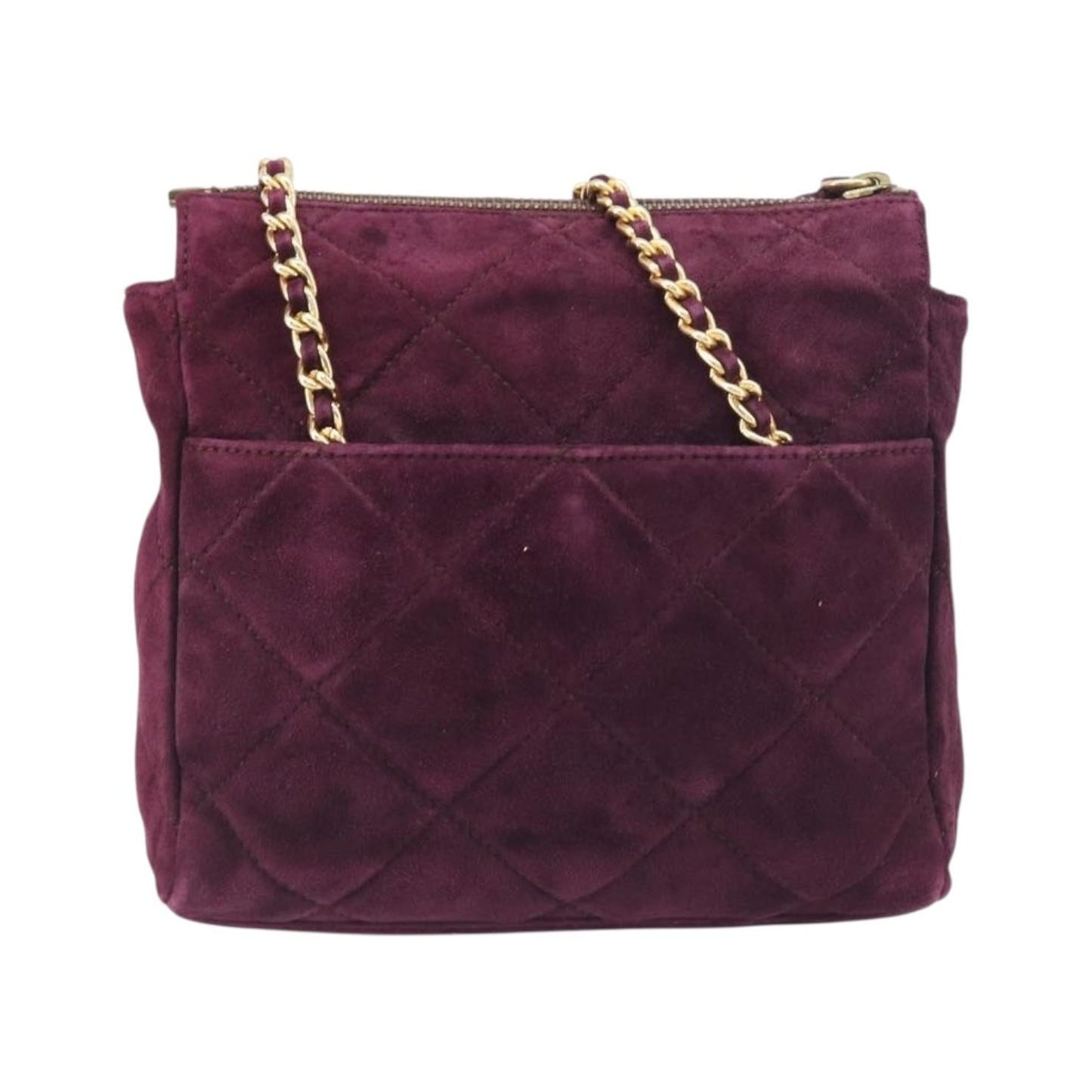 Prada Vintage Chain Flap Suede, Burgundy, Suede, Shoulder Bag