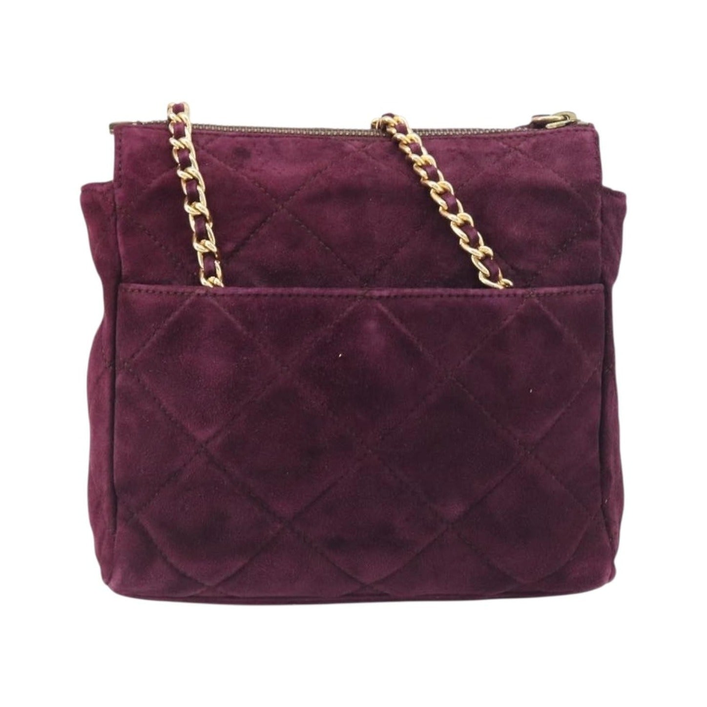 Prada Vintage Chain Flap Suede, Burgundy, Suede, Shoulder Bag
