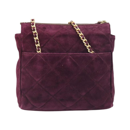 Prada Vintage Chain Flap Suede, Burgundy, Suede, Shoulder Bag