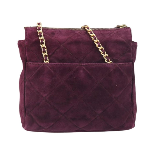 Prada Vintage Chain Flap Suede, Burgundy, Suede, Shoulder Bag