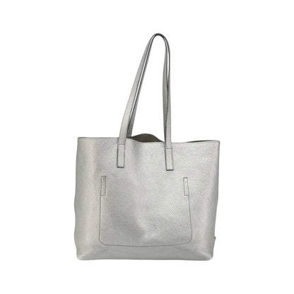 Prada Vintage Tote Leather, Silver, Leather, Tote Bag