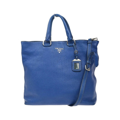 Prada Vintage Tote Leather, Blue, Leather, Tote Bag