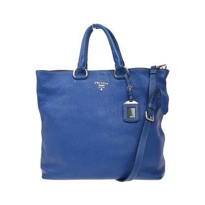 Prada Vintage Tote Leather, Blue, Leather, Tote Bag