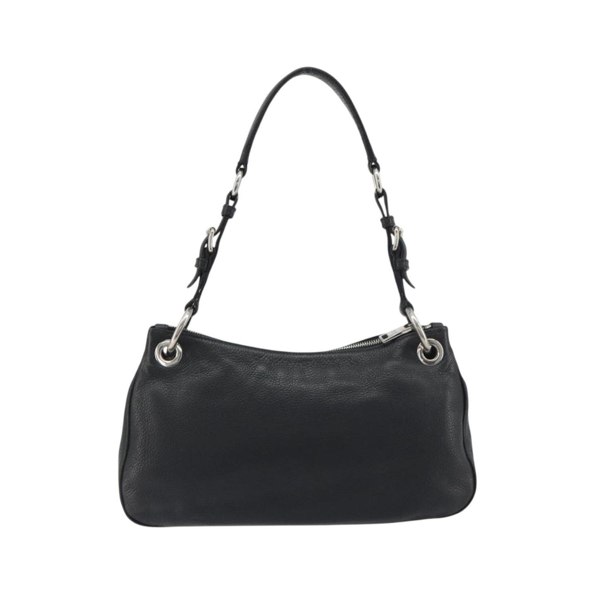 Prada Vitellino Mordo Hobo Leather, Black, Leather, Shoulder Bag