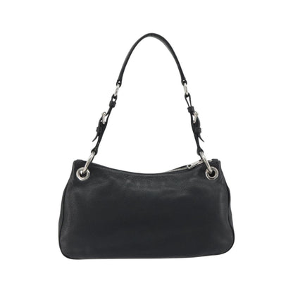 Prada Vitellino Mordo Hobo Leather, Black, Leather, Shoulder Bag
