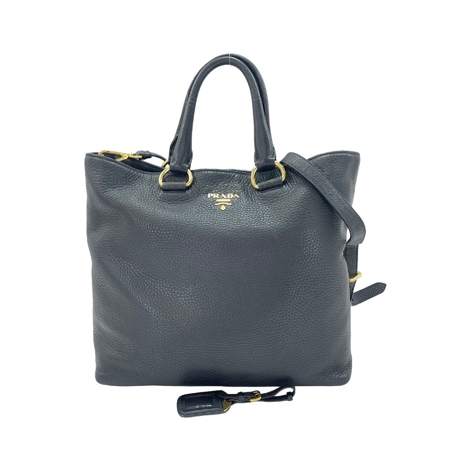 Prada Vitello Daino Convertible Tote Vitello Daino, Gray, Leather, Handbag