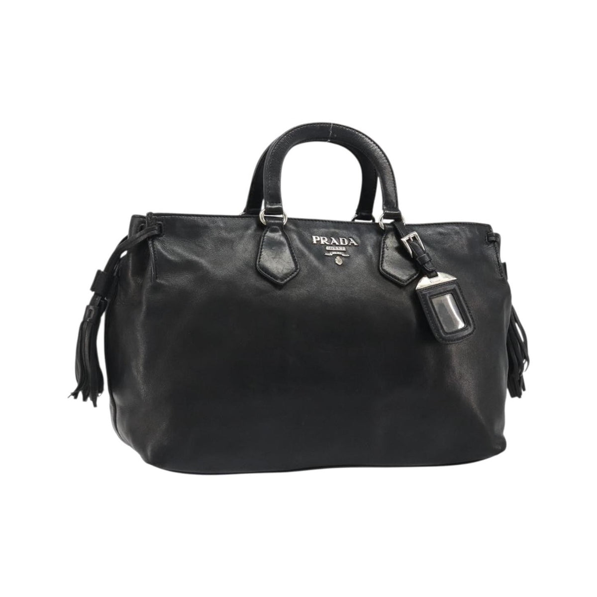 Prada Vitello Daino Convertible Tote Vitello Daino, Black, Leather, Handbag