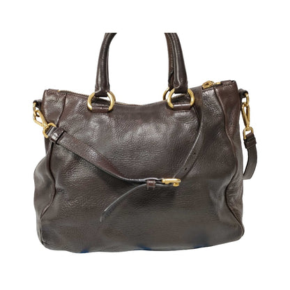Prada Vitello Daino Convertible Tote Vitello Daino, Brown, Leather, Handbag