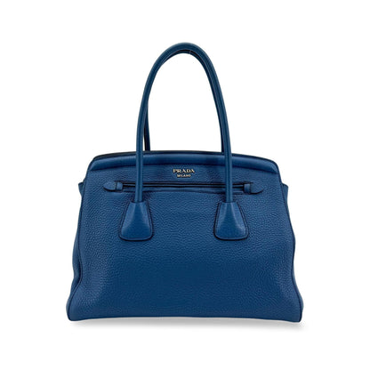 Prada Vitello Daino Leather, Blue, Leather, Shoulder Bag
