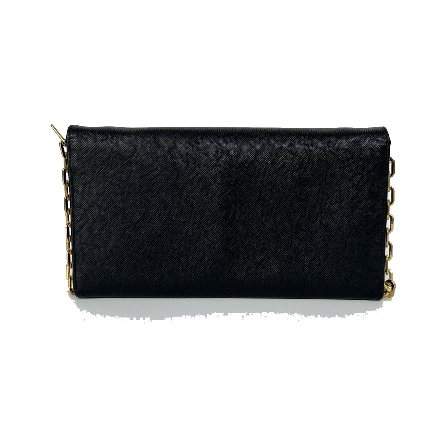 Prada Wallet on Chain Saffiano, Black, Leather, Shoulder Bag