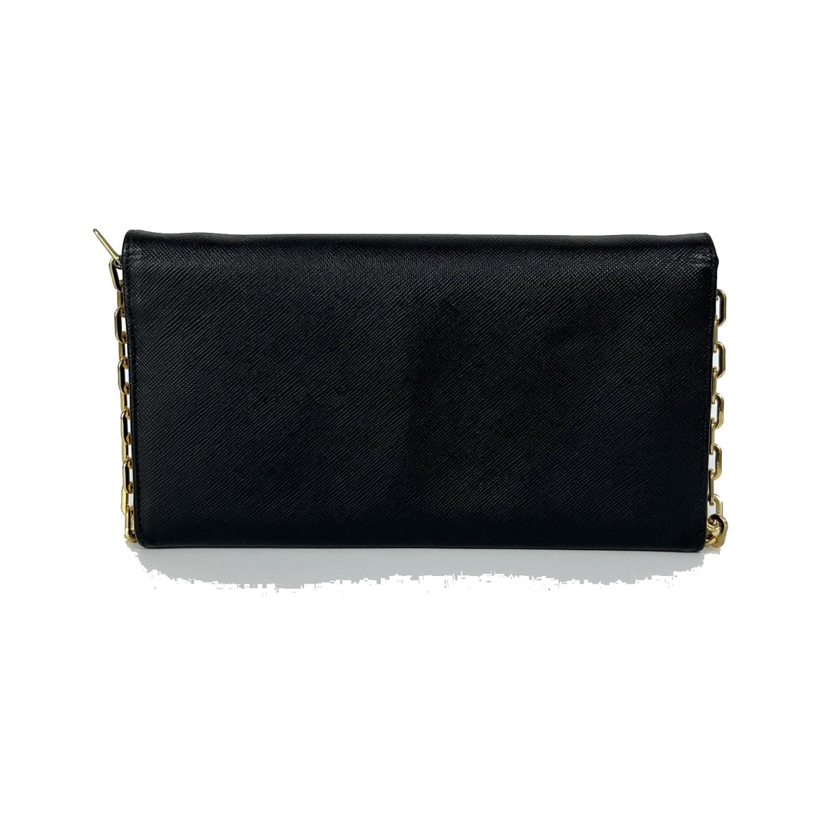 Prada Wallet on Chain Saffiano, Black, Leather, Shoulder Bag