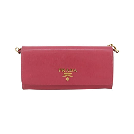 Prada Wallet on Chain Saffiano Leather, Pink, Leather, Crossbody Bag