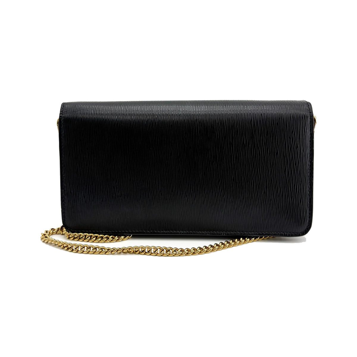 Prada Wallet on Chain Saffiano Leather, Black, Leather, Crossbody Bag
